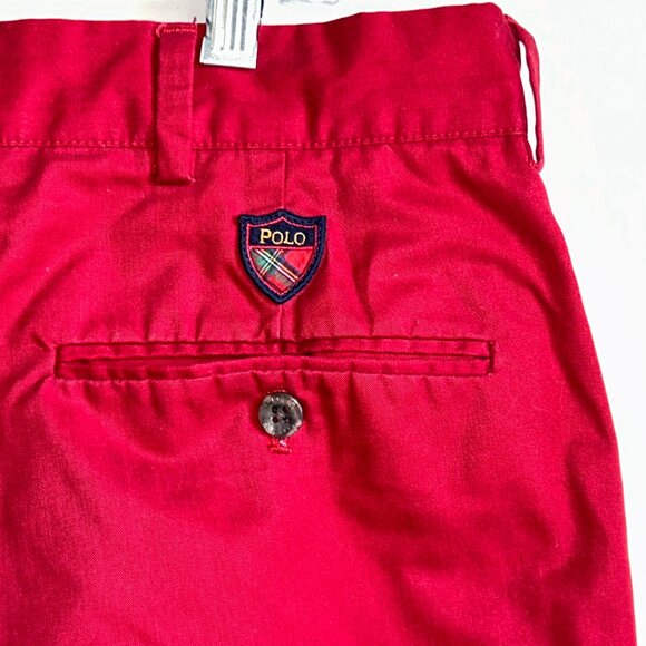 Vtg POLO GOLF Ralph Lauren Pleated Red Poly Cotton Shorts Mens Size 36 - Picture 6 of 11